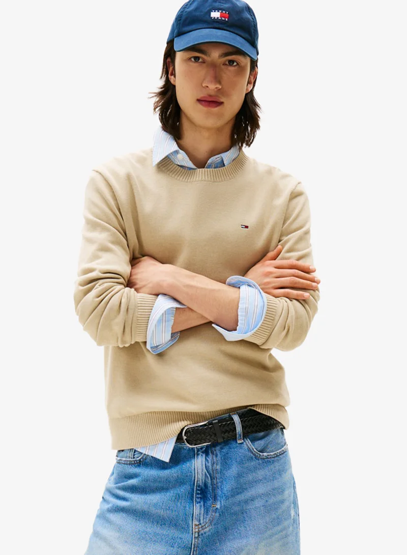 تومي جينز كنزة صوفية أساسية بقصة ضيقة