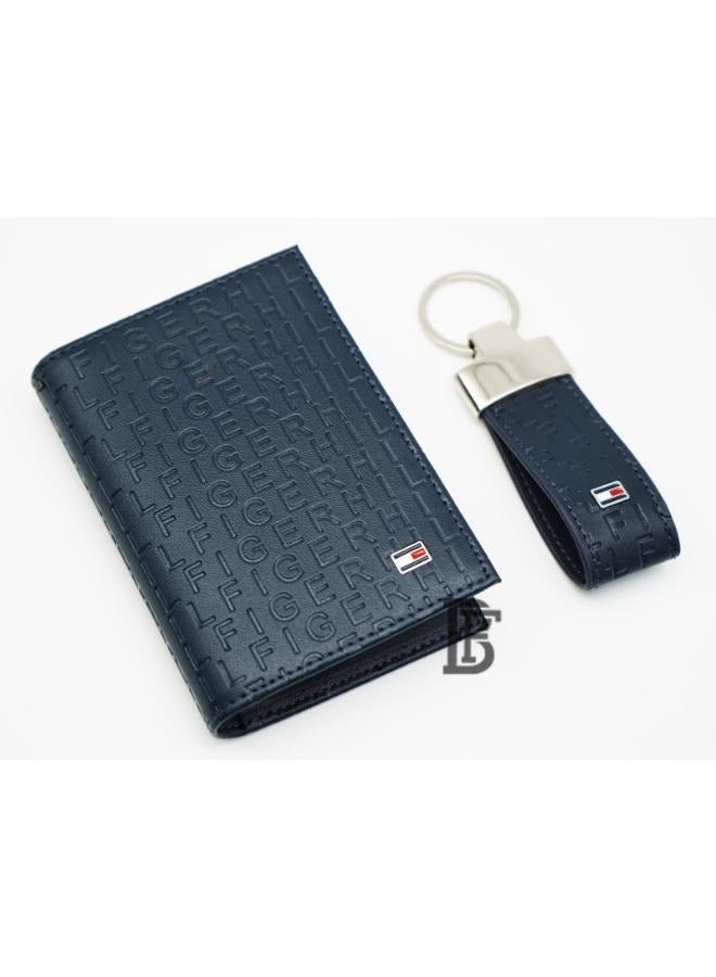 Tommy Hilfiger Plus Tommy Hilfiger Salto Men Leather Gift Set of Wallet+Card Case+Keyfob - blue/blue+blue/blue  - Image 2