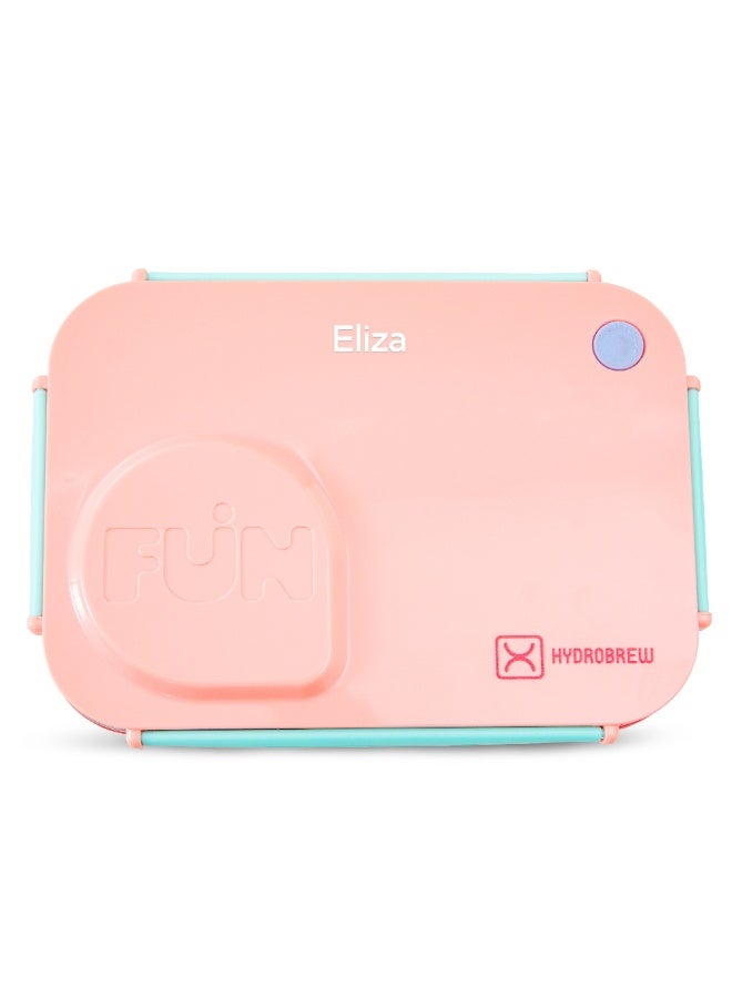 Hydrobrew Personalized Steel Core Lunch Box 750ml + 150ml Food Jar w/ cutlery, Stainless Steel, Leakproof - PINK SORBET - Image 1