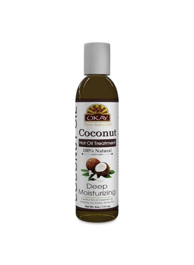 OKAY Coconut Hot Oil Treatment For All Hair Types Textures Deeply Penetrating 100 Natural Free of Paraben Silicone 6 oz - Image 1