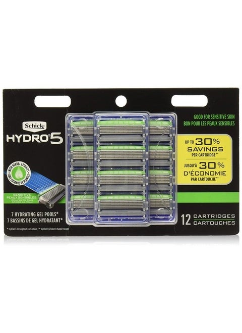 Hydro 5 Mens Sensitive Razor Blade Refills 12 Count - Unboxed