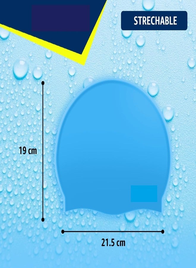 G.FIDEL قبعة سباحة مطاطية من جي.فيديل SC01 للبالغين، قبعة سباحة للرجال والنساء، لون أزرق سماوي (عبوة من قطعة واحدة) - Image 2