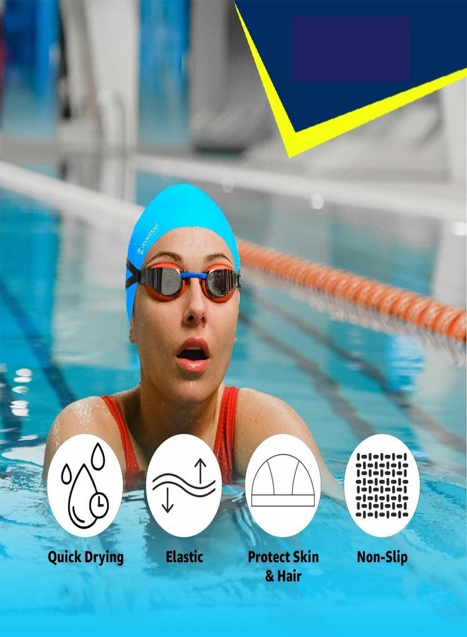 G.FIDEL قبعة سباحة مطاطية من جي.فيديل SC01 للبالغين، قبعة سباحة للرجال والنساء، لون أزرق سماوي (عبوة من قطعة واحدة) - Image 3