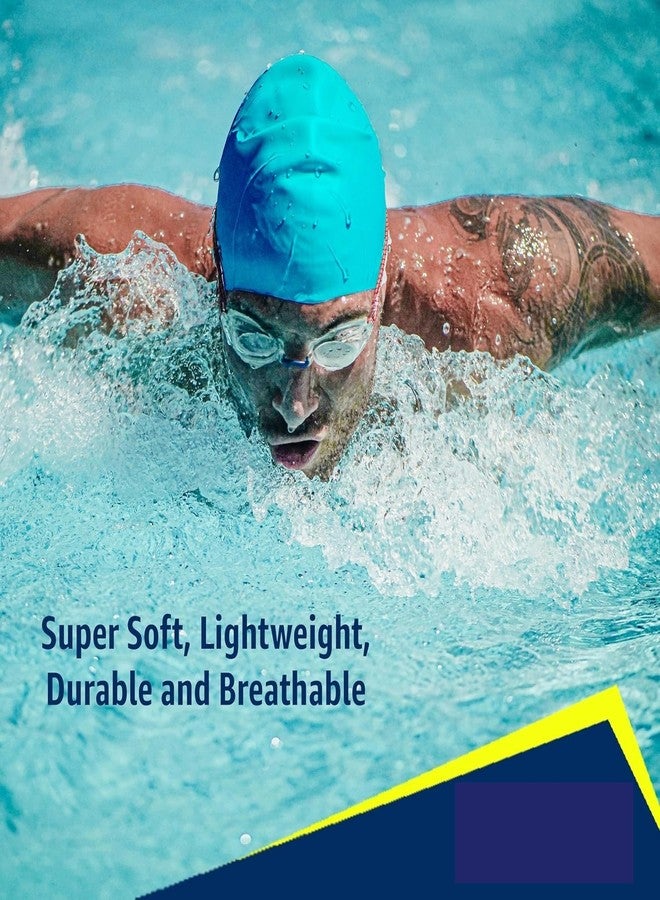 G.FIDEL قبعة سباحة مطاطية من جي.فيديل SC01 للبالغين، قبعة سباحة للرجال والنساء، لون أزرق سماوي (عبوة من قطعة واحدة) - Image 4