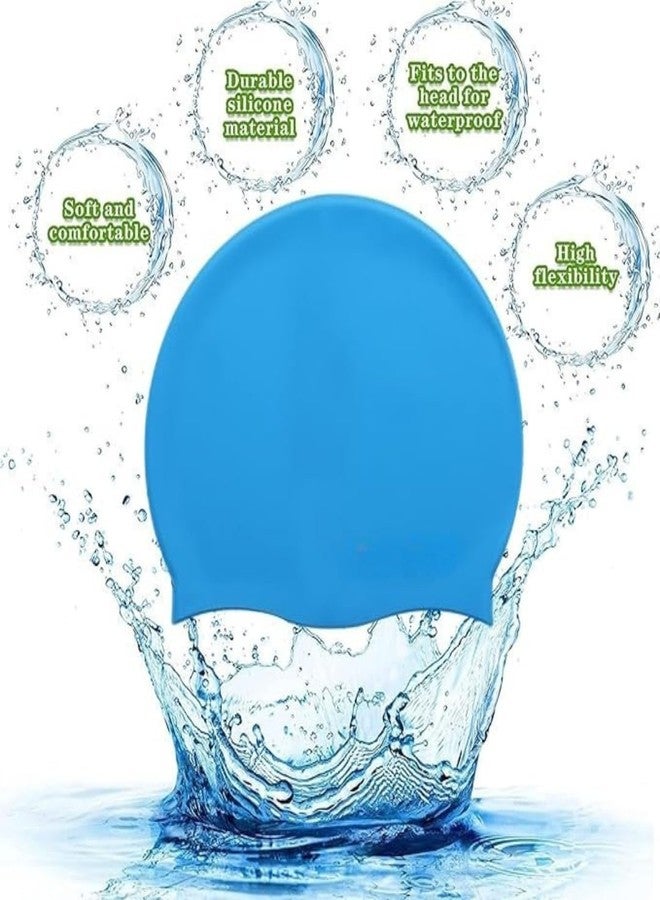 G.FIDEL قبعة سباحة مطاطية من جي.فيديل SC01 للبالغين، قبعة سباحة للرجال والنساء، لون أزرق سماوي (عبوة من قطعة واحدة) - Image 5