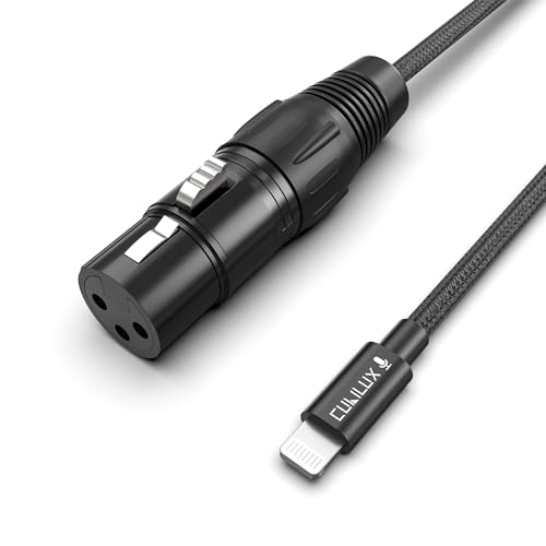 Cubilux XLR Female to Lightning Microphone Cable for Recording, Karaoke, XLR Dynamic Microphone to Lightning Braided Cable for iPhone 14/13/12 pro max, iPad 9/8/7, iPod, 2m/6.5FT - Image 1