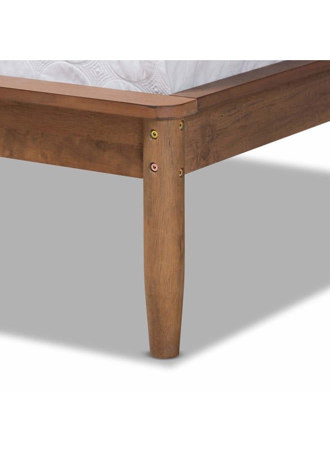 Baxton Studio Helsa Mid-Century Modern Dark Grey Fabric Upholstered and Walnut Finished Queen Size Platform Bed - Image 5