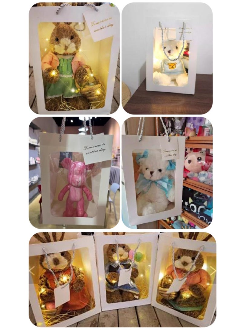 Large Gift Bag Set - Pack of 5 Gift Bags,for Shopping, Parties, Wedding, Baby Shower, Craft 35 x25 x 15cm (White/Clear) - Image 5