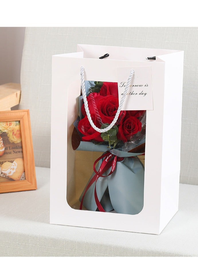 Large Gift Bag Set - Pack of 5 Gift Bags,for Shopping, Parties, Wedding, Baby Shower, Craft 35 x25 x 15cm (White/Clear) - Image 2