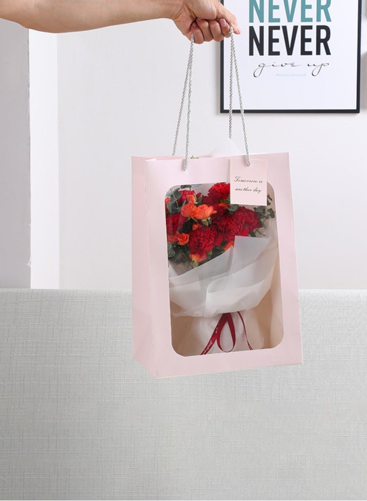 Large Gift Bag Set - Pack of 5 Gift Bags,for Shopping, Parties, Wedding, Baby Shower, Craft 35 x25 x 15cm (White/Clear) - Image 4