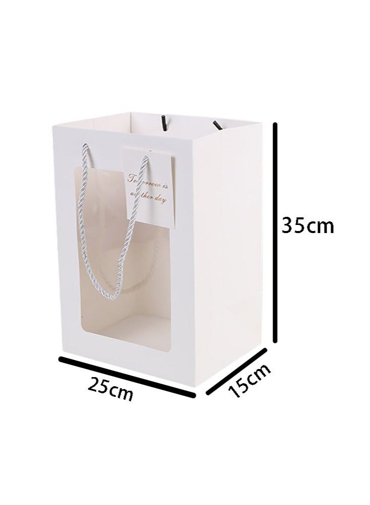 Large Gift Bag Set - Pack of 5 Gift Bags,for Shopping, Parties, Wedding, Baby Shower, Craft 35 x25 x 15cm (White/Clear) - Image 3