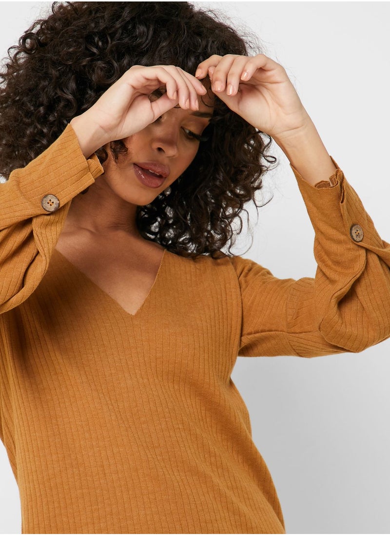 The Label Life - Ribbed Button Detail Top - Image 1