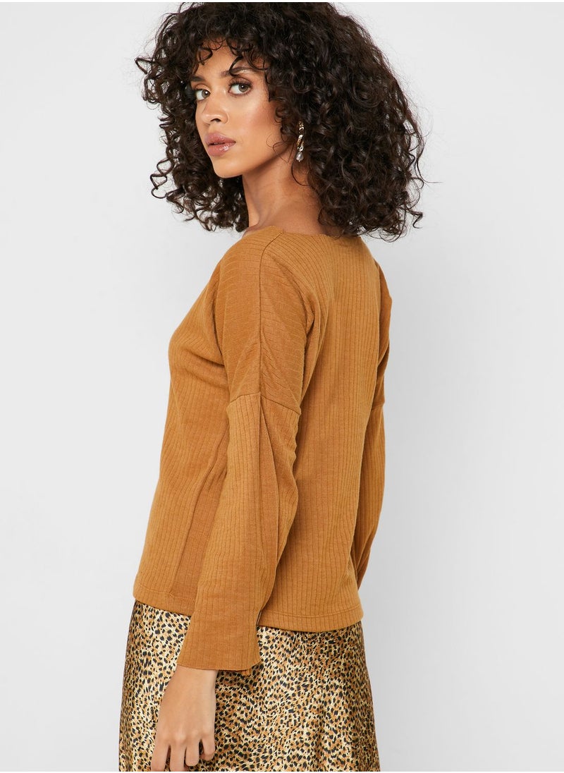 The Label Life - Ribbed Button Detail Top - Image 1