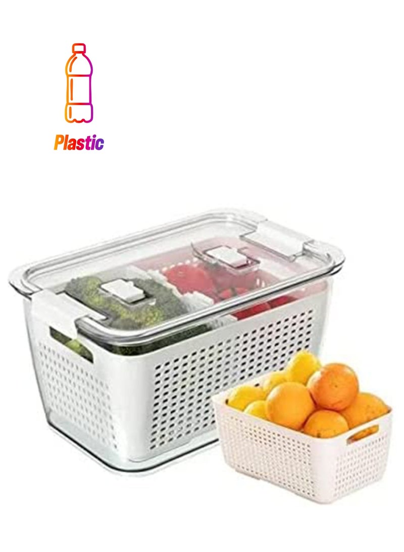Homesmiths Medium Fridge Storage Container With Double Layer Fruit Basket - Image 1