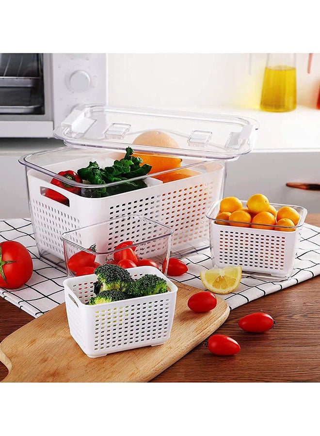 Homesmiths Medium Fridge Storage Container With Double Layer Fruit Basket - Image 4