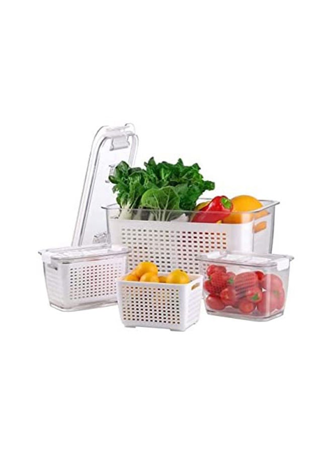Homesmiths Medium Fridge Storage Container With Double Layer Fruit Basket - Image 3