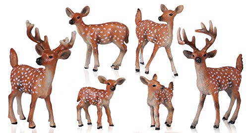 JOKFEICE Deer Toys 6pcs Realistic Deer Woodland Animals Figurines Early Educational Toys Birthday Cake Topper for Kids - Image 1