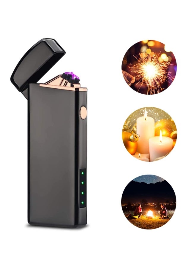 LCFUN - Windproof Arc Lighter X Plasma Lighters Rechargeable Usb Lighter Electric Lighter For Candle-With Led Display Power Black - Image 1