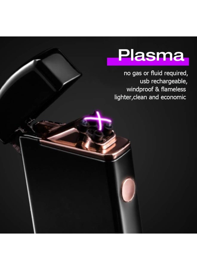 LCFUN - Windproof Arc Lighter X Plasma Lighters Rechargeable Usb Lighter Electric Lighter For Candle-With Led Display Power Black - Image 1