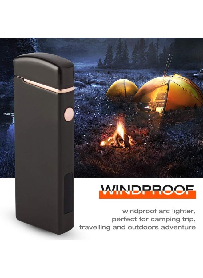 LCFUN - Windproof Arc Lighter X Plasma Lighters Rechargeable Usb Lighter Electric Lighter For Candle-With Led Display Power Black - Image 1