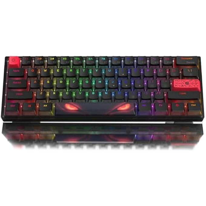 rayihni 60% PERCENT KEYBOARD,WK61 V2 MECHANICAL RGB WIRED GAMING KEYBOARD,HOT-SWAPPABLE CREAMY KEY BOARD WITH PBT KEYCAPS,LINEAR RED SWITCH FOR WINDOWS/MAC (BLACK) - Image 1