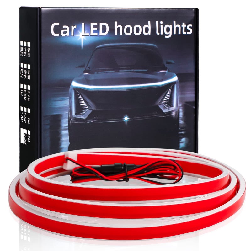 HConce 71 Inches Car Hood Light Strip,Dynamic LED Strip Light,Exterior Flexible Daytime Running Light Strip for Car,SUV (White Light) - Image 1