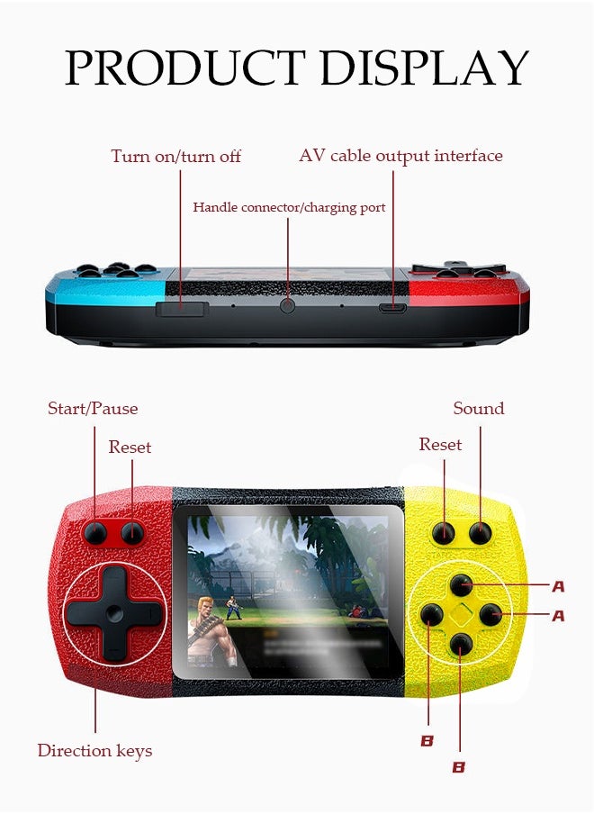 Handheld Game Console，High Definition Color Screen Mini Portable Game Console，620 Classical Games，With 3.0 Inch Color Screen And Rechargeable Battery，Can Connect To TV