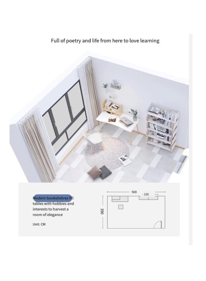 JOMILA Fashion Bookshelf Floor Living Room Wooden Cabinet Children Picture Book Simple Student Bookcase Bedroom Storage Shelf - Image 4