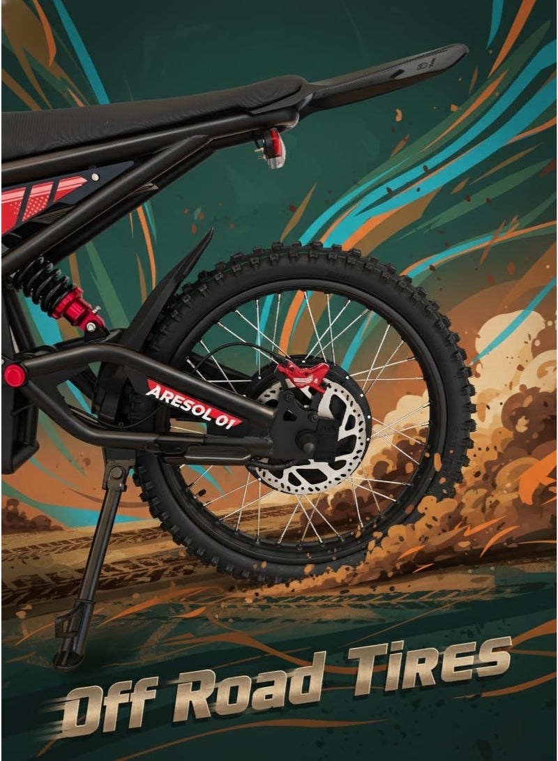 WINDHORSE Y1 Electric Dirt Bike 3000W, 70KM/H Speed, 60V 35Ah Removable Battery, 70KM Range, Carbon Alloy Frame, 19x3 Inches Off-Road Tires, Dual Suspension - Image 4