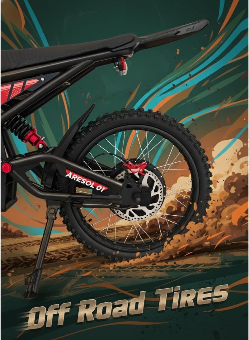 WINDHORSE Y1 Electric Dirt Bike 3000W, 70KM/H Speed, 60V 35Ah Removable Battery, 70KM Range, Carbon Alloy Frame, 19x3 Inches Off-Road Tires, Dual Suspension - Image 5