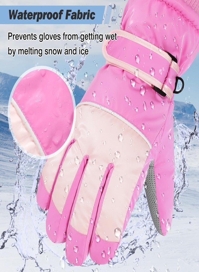 MoKo Children's Winter Gloves, Waterproof Ski Gloves with Elastic Cuffs, Windproof Ski Gloves for Children, Thermal Snow Gloves for 6-15 Years Old, Skiing, Cycling, Pink, M - Image 3