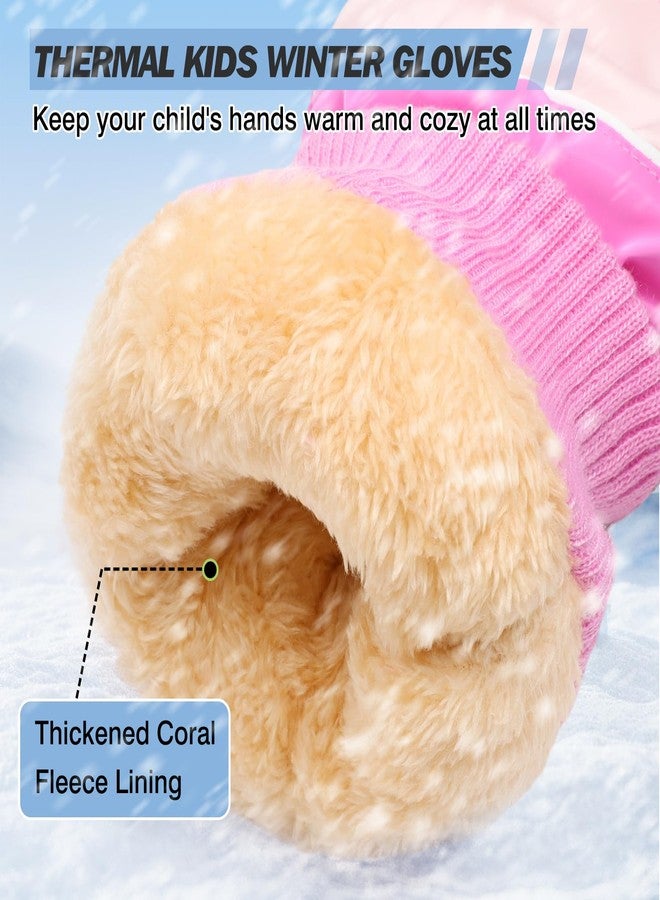 MoKo Children's Winter Gloves, Waterproof Ski Gloves with Elastic Cuffs, Windproof Ski Gloves for Children, Thermal Snow Gloves for 6-15 Years Old, Skiing, Cycling, Pink, M - Image 2