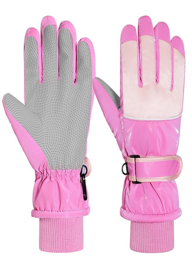 MoKo Children's Winter Gloves, Waterproof Ski Gloves with Elastic Cuffs, Windproof Ski Gloves for Children, Thermal Snow Gloves for 6-15 Years Old, Skiing, Cycling, Pink, M - Image 1
