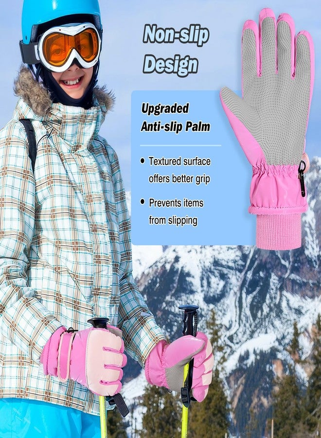 MoKo Children's Winter Gloves, Waterproof Ski Gloves with Elastic Cuffs, Windproof Ski Gloves for Children, Thermal Snow Gloves for 6-15 Years Old, Skiing, Cycling, Pink, M - Image 4