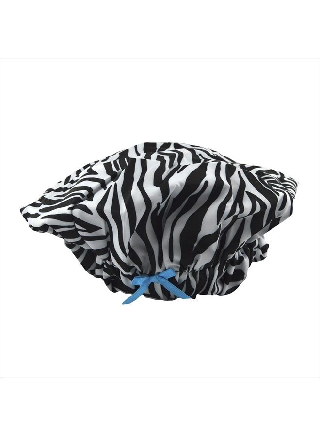 Betty Dain Reusable Shower Cap & Bath Cap & Lined, Oversized Waterproof Shower Caps Large Designed for all Hair Lengths with PEVA Lining & Elastic Band Stretch Hem Hair Hat - Fashionista Sassy Stripes - Image 2