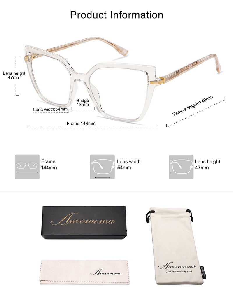 AMOMOMA 2PACK Trendy Square Blue Light Blocking Reading Glasses for Women Women's Readers Spring Hinge AM6082 C1+C2 2.0 x - Image 5
