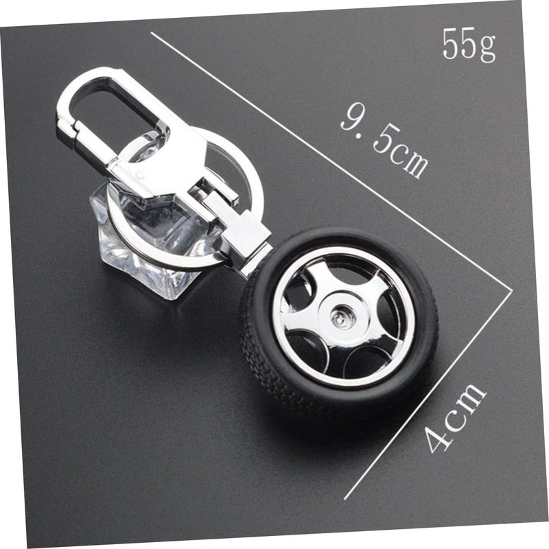 Healeved 2Pcs Rotatable Tire Keychain Pendant Mini Keyring Accessory for Bag Car Durable Black Tire Decor for Birthdays and Parties - Image 2