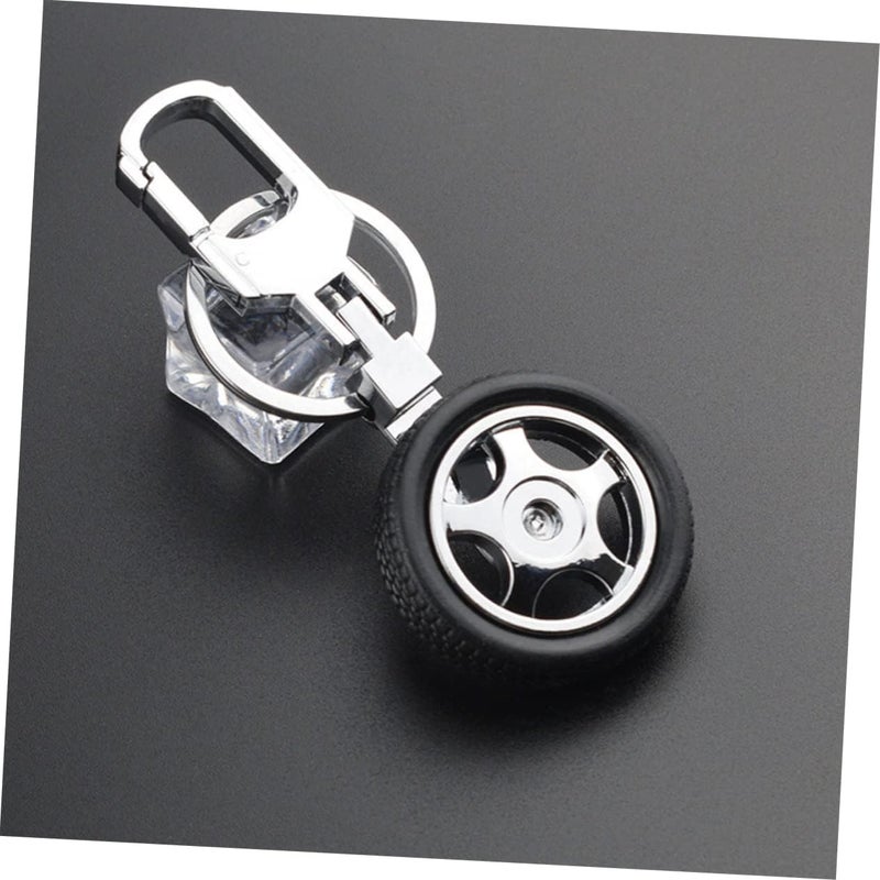 Healeved 2Pcs Rotatable Tire Keychain Pendant Mini Keyring Accessory for Bag Car Durable Black Tire Decor for Birthdays and Parties - Image 3