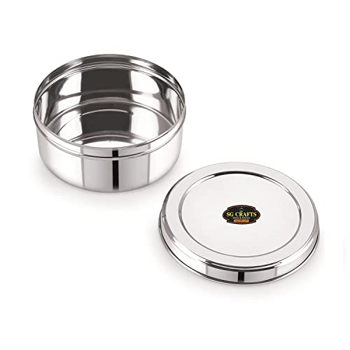 SG CRAFTS Stainless Steel Flat Canisters/Puri Dabba/Storage Containers Set Of 1 (1000 ml) - Image 3