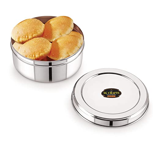 SG CRAFTS Stainless Steel Flat Canisters/Puri Dabba/Storage Containers Set Of 1 (1000 ml) - Image 5