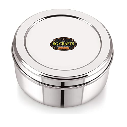 SG CRAFTS Stainless Steel Flat Canisters/Puri Dabba/Storage Containers Set Of 1 (1000 ml) - Image 2
