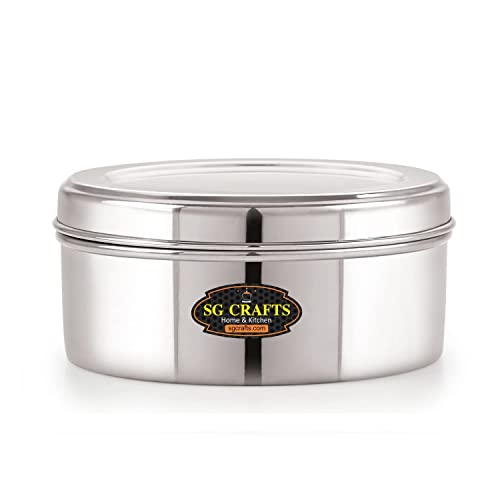 SG CRAFTS Stainless Steel Flat Canisters/Puri Dabba/Storage Containers Set Of 1 (1000 ml) - Image 1