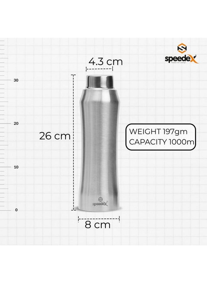 Speedex Stainless Steel Matt Water Bottle 1 Litre with Steel Cap - Leak-Proof, Durable, Lightweight | Ideal for Kids, Adults, Office, School, Travel | Pack of 4, Set of 4, Combo of 4 (1000ml Each) - Image 4