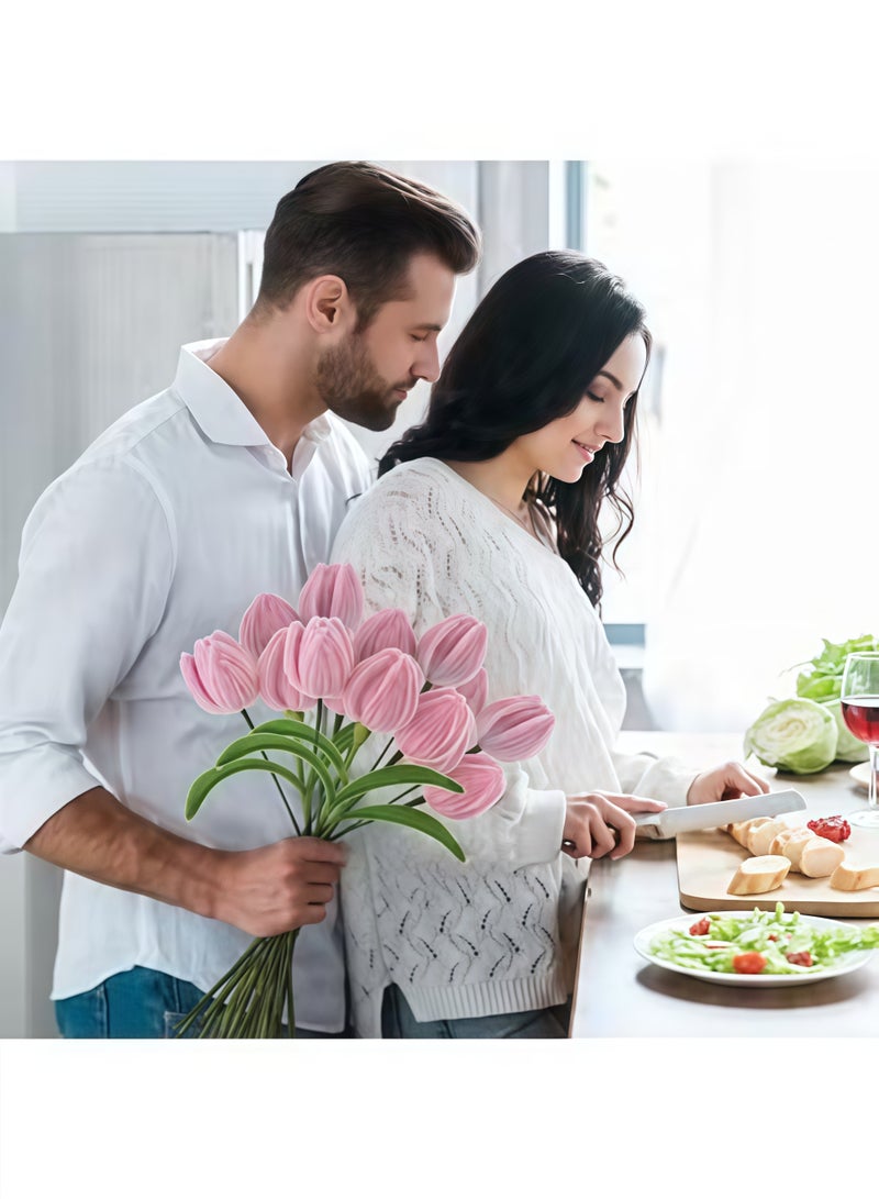 اعاره Tulip Pipe Cleaners for Craft, 30cm Green and Pink Pipe Cleaners, Fuzzy Sticks Craft Supplies, Chenille Stems with Flower Pole, Flower Core & Gardening Tape, Arts & Crafts for DIY(8 Flowers) - Image 4