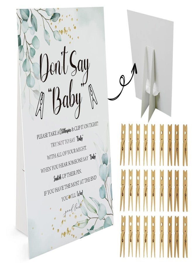 GNATV Greenery Don't Say Baby Game （1 Sign And 50 Mini Natural Clothespins） Don't Say Baby Baby Shower Game, Baby Shower Decorations, Baby Shower Games Gender Neutral, Garden Baby Shower Game (DS08) - Image 2