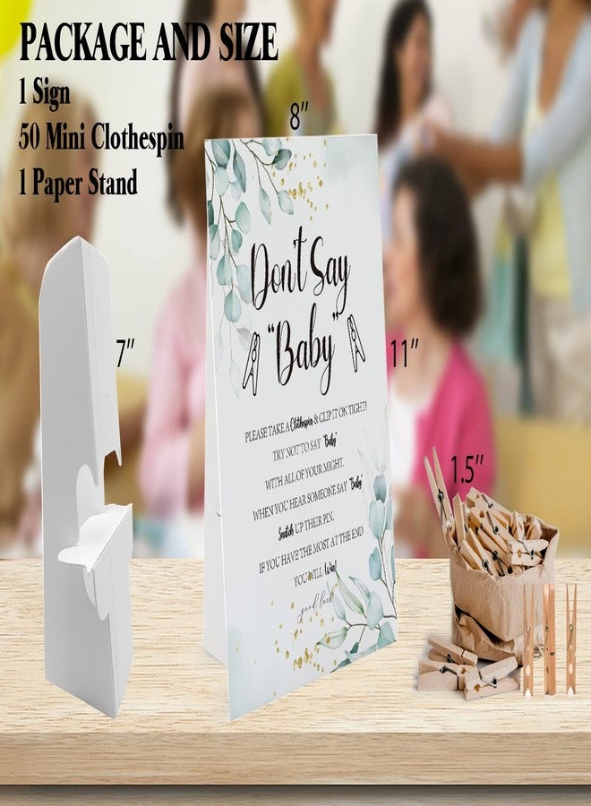 GNATV Greenery Don't Say Baby Game （1 Sign And 50 Mini Natural Clothespins） Don't Say Baby Baby Shower Game, Baby Shower Decorations, Baby Shower Games Gender Neutral, Garden Baby Shower Game (DS08) - Image 3