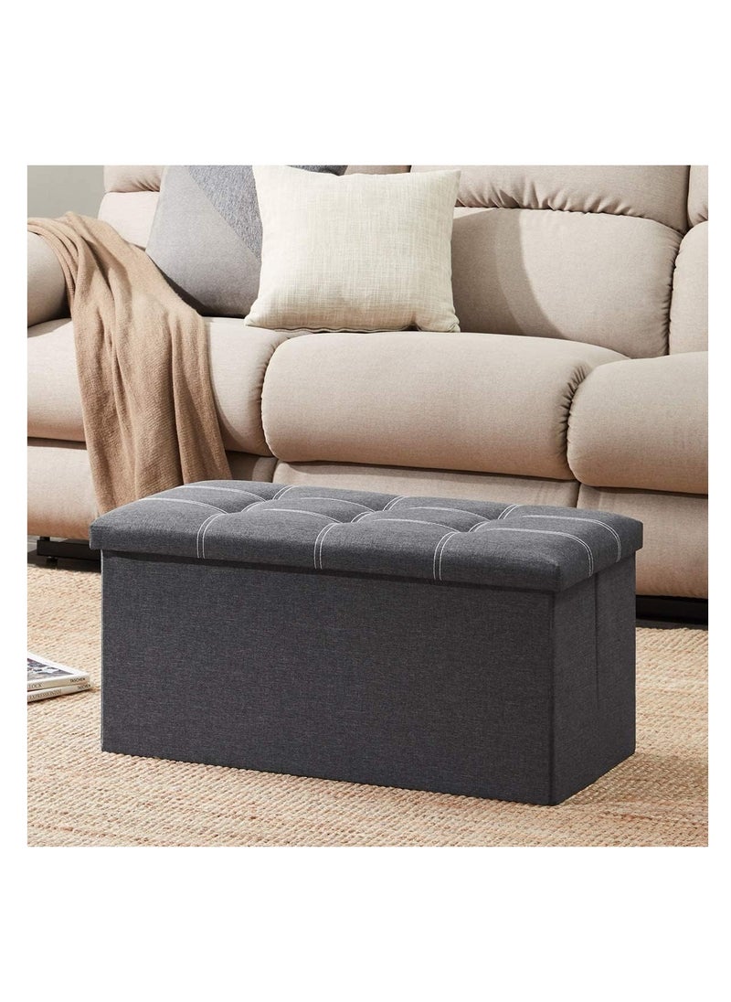 Arabest Folding Storage Ottoman Bench for Living Room,Foot Rest Seat,Storage Bench Footrest Stool with Padded Seat for Bedroom,Linen Fabric Chest Padded Seat,Holds up to 350lbs  - Image 3