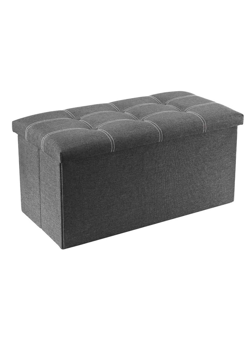 Arabest Folding Storage Ottoman Bench for Living Room,Foot Rest Seat,Storage Bench Footrest Stool with Padded Seat for Bedroom,Linen Fabric Chest Padded Seat,Holds up to 350lbs  - Image 1