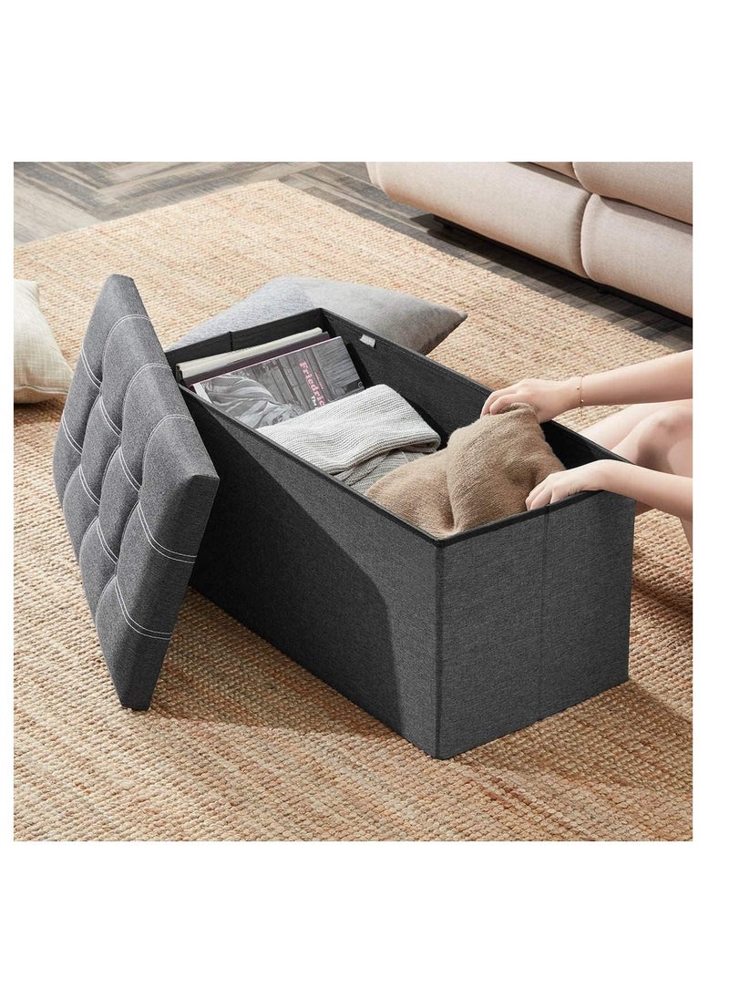 Arabest Folding Storage Ottoman Bench for Living Room,Foot Rest Seat,Storage Bench Footrest Stool with Padded Seat for Bedroom,Linen Fabric Chest Padded Seat,Holds up to 350lbs  - Image 5