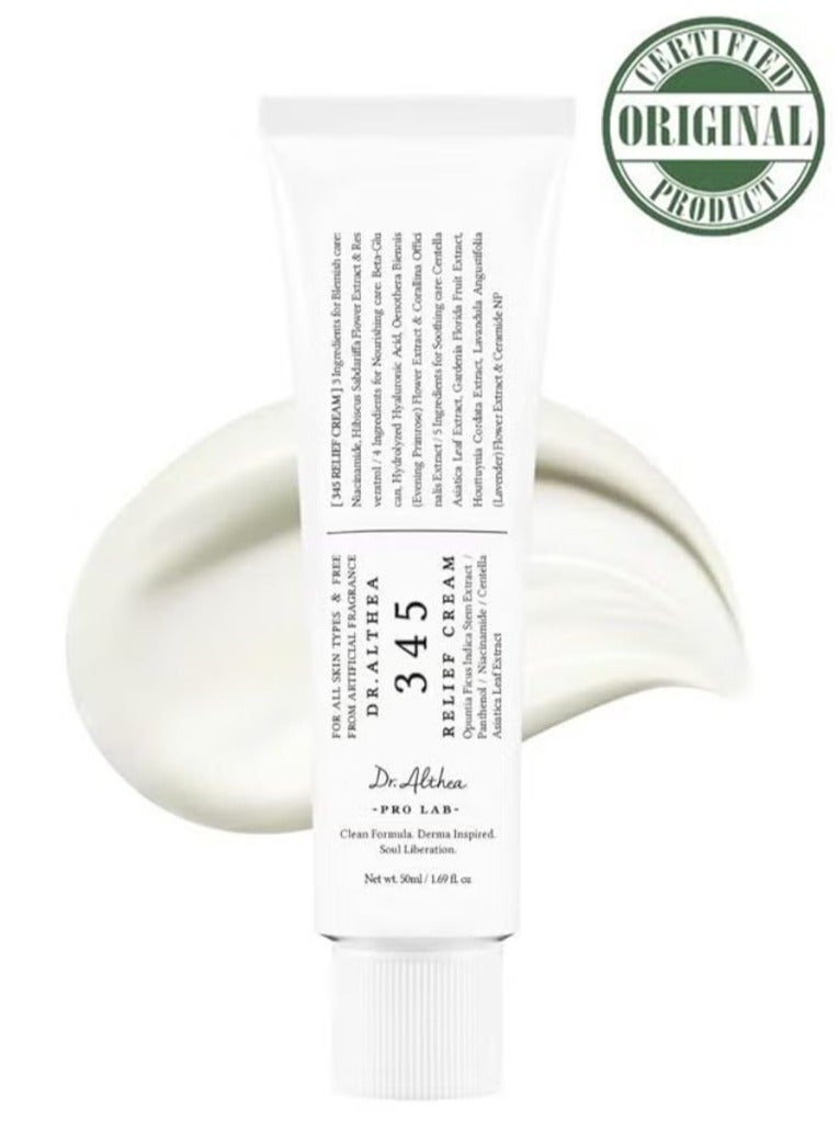 Original Dr.Althea 345 Relief Cream Daily Face Moisturizer Blemish Relief Care Soothing Recovery & Moisture with Niacinamide, Panthenol Korean Vegan Skincare for All Skin Types 1.7 Fl Oz. 50ml - Image 1